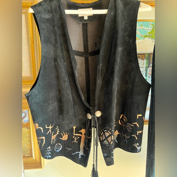 Vintage Char Sante Fe Hand painted washable suede set. - Picture 4 of 7